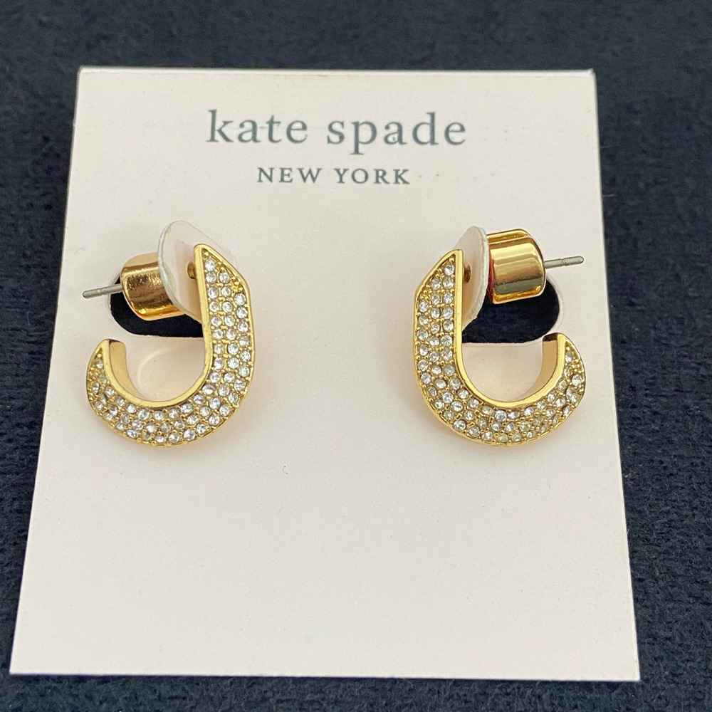 Kate SPADE Cool Full Diamond Letter Metal Earrings